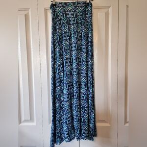 Bobeau Navy and Teal Maxi Skirt